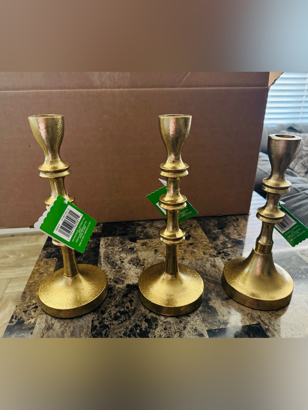 Ashland Gold Textured Metal Candlesticks Set of 3